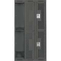 Clean Line Lockers, 2 -tier, Bank of 3, 36" x 12" x 72", Steel, Charcoal, Rivet (Assembled), Perforated OSI Industrial Sales