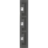 Clean Line Lockers, 3 -tier, 12" x 12" x 72", Steel, Charcoal, Rivet (Assembled), Perforated OSI Industrial Sales