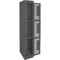 Clean Line Lockers, 3 -tier, 12" x 12" x 72", Steel, Charcoal, Rivet (Assembled), Perforated OSI Industrial Sales