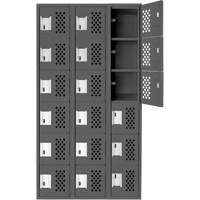 Assembled Lockerettes Clean Line Perforated Economy Lockers, 6 -tier, Bank of 3, 18" x 72" x 12", Steel OSI Industrial Sales