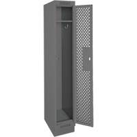 Clean Line Lockers, 12" x 15" x 76", Steel, Charcoal, Rivet (Assembled), Perforated OSI Industrial Sales