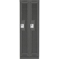 Clean Line Lockers, Bank of 2, 24" x 15" x 76", Steel, Charcoal, Rivet (Assembled), Perforated OSI Industrial Sales