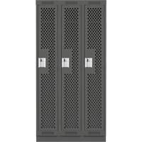 Clean Line Lockers, Bank of 3, 36" x 15" x 76", Steel, Charcoal, Rivet (Assembled), Perforated OSI Industrial Sales