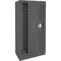 Clean Line Lockers, Bank of 3, 36" x 15" x 76", Steel, Charcoal, Rivet (Assembled), Perforated OSI Industrial Sales