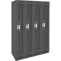 Clean Line Lockers, Bank of 4, 48" x 15" x 76", Steel, Charcoal, Rivet (Assembled), Perforated OSI Industrial Sales