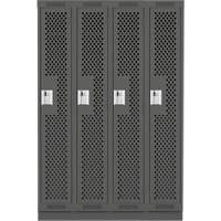 Clean Line Lockers, Bank of 4, 48" x 15" x 76", Steel, Charcoal, Rivet (Assembled), Perforated OSI Industrial Sales