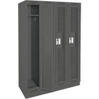 Clean Line Lockers, Bank of 4, 48" x 15" x 76", Steel, Charcoal, Rivet (Assembled), Perforated OSI Industrial Sales