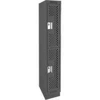 Clean Line Lockers, 2 -tier, 12" x 18" x 76", Steel, Charcoal, Rivet (Assembled), Perforated OSI Industrial Sales