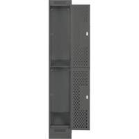 Clean Line Lockers, 2 -tier, 12" x 18" x 76", Steel, Charcoal, Rivet (Assembled), Perforated OSI Industrial Sales