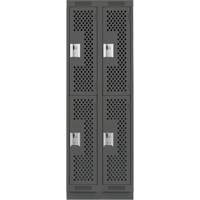 Clean Line Lockers, 2 -tier, Bank of 2, 24" x 18" x 76", Steel, Charcoal, Rivet (Assembled), Perforated OSI Industrial Sales
