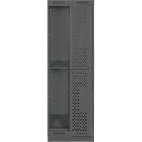 Clean Line Lockers, 2 -tier, Bank of 2, 24" x 18" x 76", Steel, Charcoal, Rivet (Assembled), Perforated OSI Industrial Sales