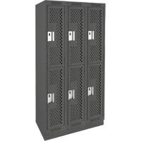 Clean Line Lockers, 2 -tier, Bank of 3, 36" x 18" x 76", Steel, Charcoal, Rivet (Assembled), Perforated OSI Industrial Sales