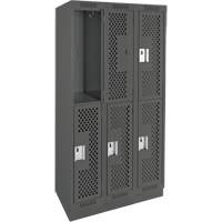 Clean Line Lockers, 2 -tier, Bank of 3, 36" x 18" x 76", Steel, Charcoal, Rivet (Assembled), Perforated OSI Industrial Sales