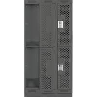 Clean Line Lockers, 2 -tier, Bank of 3, 36" x 18" x 76", Steel, Charcoal, Rivet (Assembled), Perforated OSI Industrial Sales