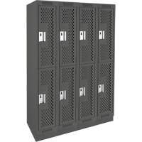Clean Line Lockers, 2 -tier, Bank of 4, 48" x 18" x 76", Steel, Charcoal, Rivet (Assembled), Perforated OSI Industrial Sales