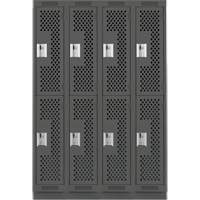Clean Line Lockers, 2 -tier, Bank of 4, 48" x 18" x 76", Steel, Charcoal, Rivet (Assembled), Perforated OSI Industrial Sales