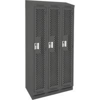 Clean Line Lockers, Bank of 3, 36" x 12" x 82", Steel, Charcoal, Rivet (Assembled), Perforated OSI Industrial Sales