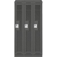 Clean Line Lockers, Bank of 3, 36" x 12" x 82", Steel, Charcoal, Rivet (Assembled), Perforated OSI Industrial Sales