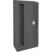 Clean Line Lockers, Bank of 3, 36" x 12" x 82", Steel, Charcoal, Rivet (Assembled), Perforated OSI Industrial Sales