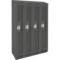 Clean Line Lockers, Bank of 4, 48" x 12" x 82", Steel, Charcoal, Rivet (Assembled), Perforated OSI Industrial Sales