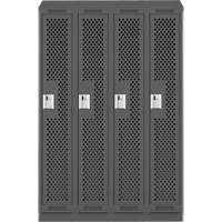 Clean Line Lockers, Bank of 4, 48" x 12" x 82", Steel, Charcoal, Rivet (Assembled), Perforated OSI Industrial Sales
