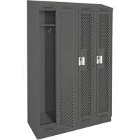 Clean Line Lockers, Bank of 4, 48" x 12" x 82", Steel, Charcoal, Rivet (Assembled), Perforated OSI Industrial Sales