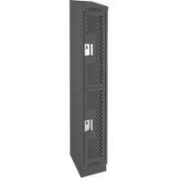 Clean Line Lockers, 2 -tier, 12" x 18" x 82", Steel, Charcoal, Rivet (Assembled), Perforated OSI Industrial Sales