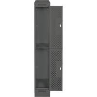 Clean Line Lockers, 2 -tier, 12" x 18" x 82", Steel, Charcoal, Rivet (Assembled), Perforated OSI Industrial Sales