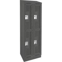 Clean Line Lockers, 2 -tier, Bank of 2, 24" x 18" x 82", Steel, Charcoal, Rivet (Assembled), Perforated OSI Industrial Sales