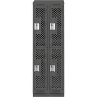 Clean Line Lockers, 2 -tier, Bank of 2, 24" x 18" x 82", Steel, Charcoal, Rivet (Assembled), Perforated OSI Industrial Sales