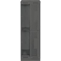 Clean Line Lockers, 2 -tier, Bank of 2, 24" x 18" x 82", Steel, Charcoal, Rivet (Assembled), Perforated OSI Industrial Sales