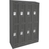 Clean Line Lockers, 2 -tier, Bank of 4, 48" x 18" x 82", Steel, Charcoal, Rivet (Assembled), Perforated OSI Industrial Sales