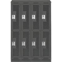 Clean Line Lockers, 2 -tier, Bank of 4, 48" x 18" x 82", Steel, Charcoal, Rivet (Assembled), Perforated OSI Industrial Sales