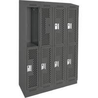 Clean Line Lockers, 2 -tier, Bank of 4, 48" x 18" x 82", Steel, Charcoal, Rivet (Assembled), Perforated OSI Industrial Sales