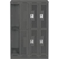Clean Line Lockers, 2 -tier, Bank of 4, 48" x 18" x 82", Steel, Charcoal, Rivet (Assembled), Perforated OSI Industrial Sales