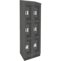 Clean Line Lockers, 3 -tier, Bank of 2, 24" x 15" x 82", Steel, Charcoal, Rivet (Assembled), Perforated OSI Industrial Sales
