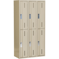 Concorde Heavy-Duty Lockers, 2 -tier, Bank of 3, 36" x 18" x 72", Steel, Beige, Welded (Assembled) OSI Industrial Sales