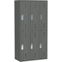 Concorde Heavy-Duty Lockers, 2 -tier, Bank of 3, 36" x 18" x 72", Steel, Charcoal, Welded (Assembled) OSI Industrial Sales