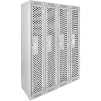 Clean Line Lockers, Bank of 4, 48" x 15" x 72", Steel, Grey, Rivet (Assembled), Perforated OSI Industrial Sales