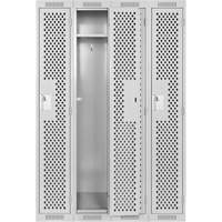 Clean Line Lockers, Bank of 4, 48" x 15" x 72", Steel, Grey, Rivet (Assembled), Perforated OSI Industrial Sales