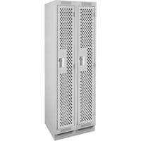 Clean Line Lockers, Bank of 2, 24" x 15" x 76", Steel, Grey, Rivet (Assembled), Perforated OSI Industrial Sales
