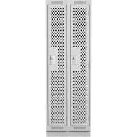 Clean Line Lockers, Bank of 2, 24" x 15" x 76", Steel, Grey, Rivet (Assembled), Perforated OSI Industrial Sales