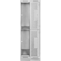 Clean Line Lockers, 2 -tier, Bank of 2, 24" x 18" x 76", Steel, Grey, Rivet (Assembled), Perforated OSI Industrial Sales