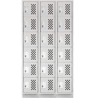 Assembled Lockerettes Clean Line Perforated Economy Lockers, 6 -tier, Bank of 3, 18" x 72" x 12", Steel OSI Industrial Sales
