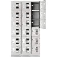 Assembled Lockerettes Clean Line Perforated Economy Lockers, 6 -tier, Bank of 3, 18" x 72" x 12", Steel OSI Industrial Sales