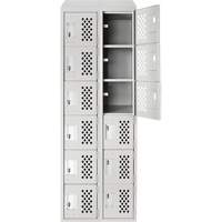 Assembled Lockerettes Clean Line Perforated Economy Lockers, 6 -tier, Bank of 2, 18" x 72" x 12", Steel OSI Industrial Sales