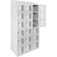 Assembled Lockerettes Clean Line Perforated Economy Lockers, 6 -tier, Bank of 3, 18" x 72" x 12", Steel OSI Industrial Sales