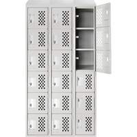 Assembled Lockerettes Clean Line Perforated Economy Lockers, 6 -tier, Bank of 3, 18" x 72" x 12", Steel OSI Industrial Sales