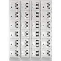 Assembled Clean Line Perforated Economy Lockers, 6 -tier, Bank of 4, 18" x 72" x 12", Steel OSI Industrial Sales