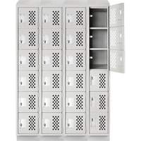 Assembled Clean Line Perforated Economy Lockers, 6 -tier, Bank of 4, 18" x 72" x 12", Steel OSI Industrial Sales